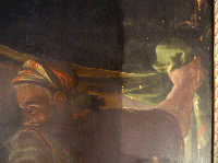 Altar von Hermann Posthumus Detail während der Abnahme einse ölhältigen Firnisses