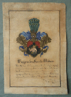 Historischer Wappenbrief nach dem Bleichen des Papieres